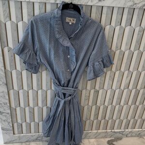 Blue Ruffled Mini Dress